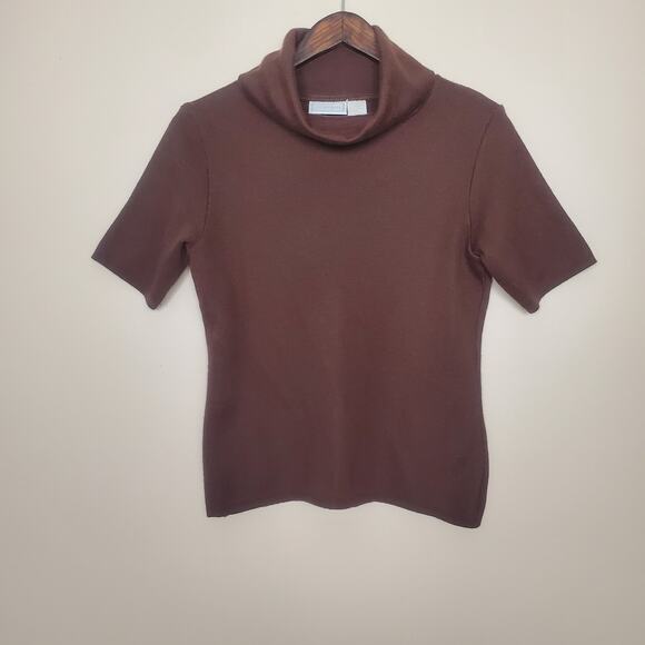 Vintage 70s 80s Cowlneck Sweater Wool Espresso Brown Medium - Picture 3 of 6